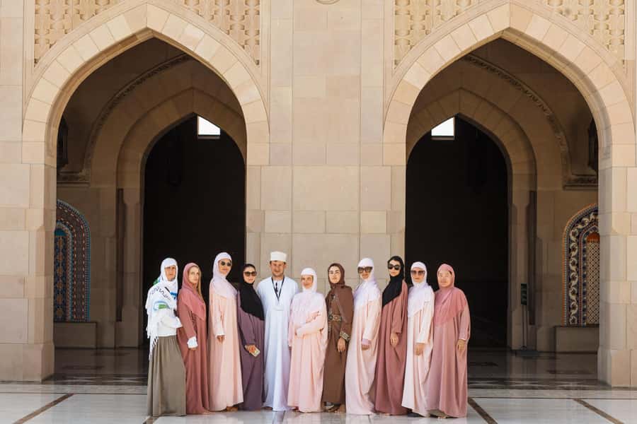 Guided Walking Tour of Sultan Qaboos Grand Mosque in Muscat - The marble courtyard and peaceful gardens