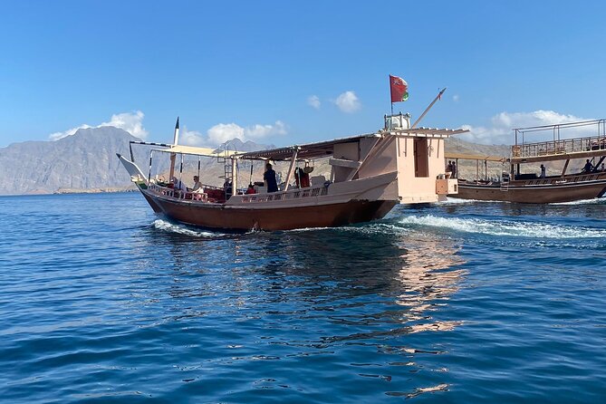 Khasab Dhow Cruise To Musandam Fjords With Lunch Onboard - Watching for Dolphins Around 10:45 AM
