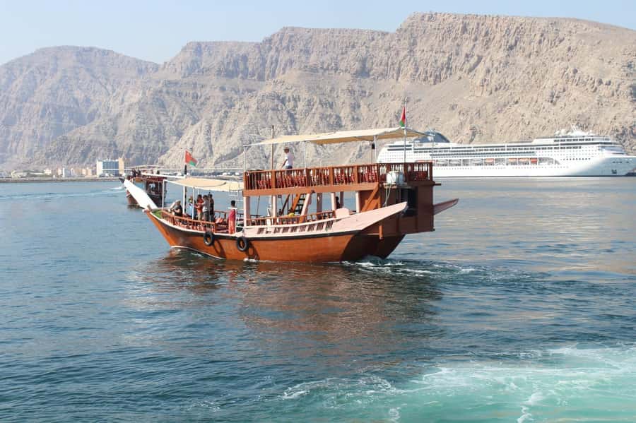 Khasab: Half-Day Dhow Cruise, Dolphin Watching, & Snorkeling - Dolphin watching near the fishing village