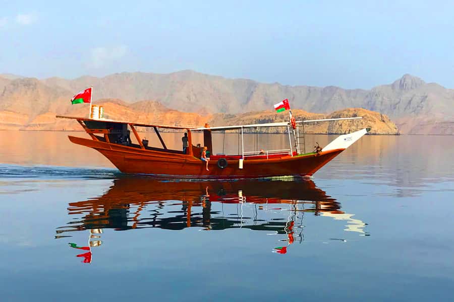 Musandam/Khasab: Overnight Dhow Cruise with Camping and BBQ - Leaving Khasab for the Musandam fjords